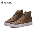 ABINITIO Custom Logo Lace Up High Top Genuine Leather Men Casual Sneaker